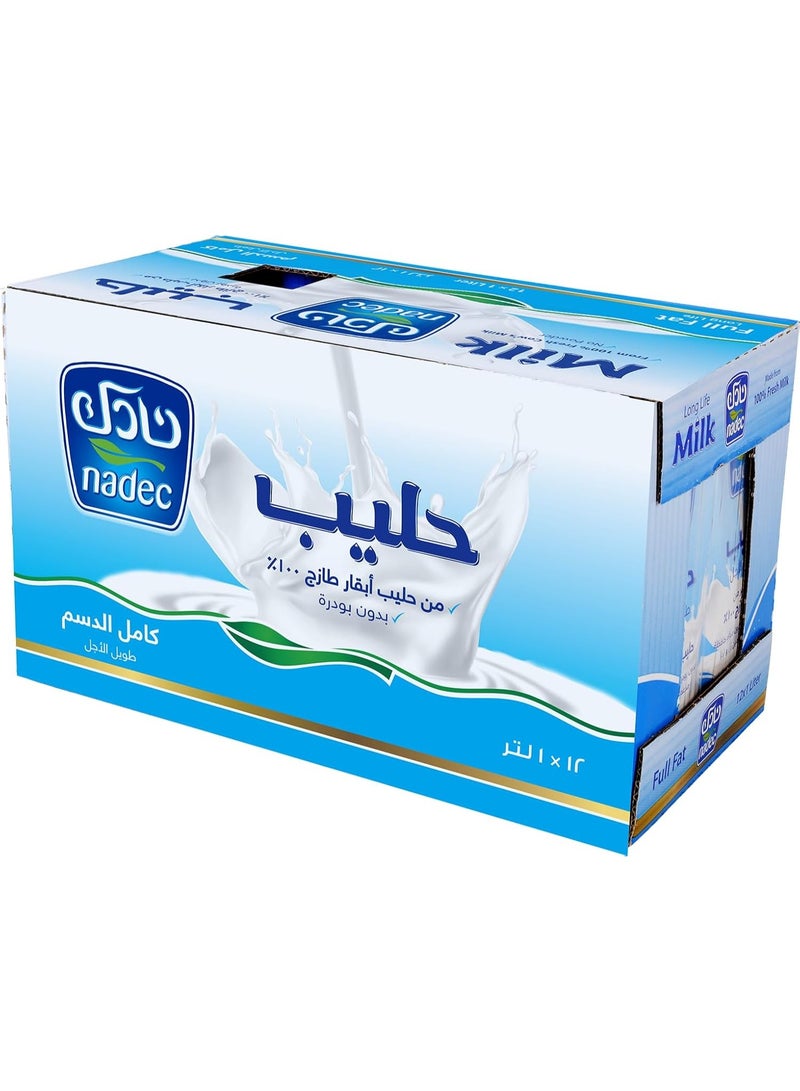 Nadec Full Fat Long Life Milk 12 x 1Liter - Image 1